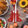 Knife and Christmas Fork Holder Elk Xmas Tree Pocket Cutlery Bag Non-woven Fabric Cookware Organizer Table Decor FY3971 B1017