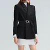 Costumes pour femmes élégant boucle en métal serrure ceinturé taille femmes costume Blazer OL mode veste