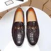 Designer Luxury Shoes Loafers Princetown Metal Buckle Mens Leather Printed Embroidery Men Flat Dress Shoes Size 38-46