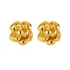 Rose Flower Stud Earrings 18K Real Gold Plated Jewelry Women Girl Christmas Gift