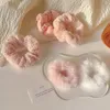 Chouchous en peluche rose doux pour femmes et filles, bandes élastiques en fausse fourrure, élastique pour queue de cheval, automne hiver