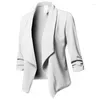 Women's Suits Polyester Blazer Women Regular Long V-neck Office Lady Jacket Elegant Female Oversize Solid Full Sleeve Pockets 2022 Autumn