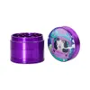 CHROMIUM CRUSHER Aluminum Alloy Purple Smoking Herb Grinder 50x43 MM 4 Piece with Mix Logo Pattern Metal Tobacco Grinders Smoke Pipe cnc teeth filter net