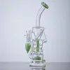 Nieuwe turbine percolatoren Hookahs Heady Glass Bongs Fab Eggolie Dab Rigs Dubbele Recycler Purple Pink Groene waterleidingen met glazen kom HR319