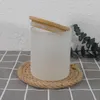 US Warehouse 10oz Sublimation Candles Holder Jar with Bamboo Lidフロストキャンドルカップワックスクリームの香りタンブラーガラスボトルデコラシオンB5