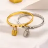 Dise￱adores de marca de lujo cartas de pulseras brazaletes 18k dorado chapado en 925 plateado bloqueo de acero inoxidable de acero inoxidable pulsador de pulsera para famosos regalos de joyer￭a para mujeres