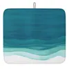 Table Mats Gradient Blue Watercolor Home Dish Drying Mat For Kitchen Living Room Dining Modern Fashion Print Absorbent Dishes Pad