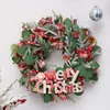 Decorative Flowers 40cm Christmas Red Wreath For Front Door Garlands Decoration Hanging Tree Wall Window Ornaments Xmas Home Decor Drop