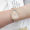 Montre-bracelets Luxury Gold Snake Head Full Rhingestone Dial Bracelet Montres pour femmes Ladies Metal Metal Band Quartz Wristwatch Corloge f￩minine