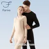 Vêtements de nuit pour hommes Flarixa Nouveau ponçage double face Sous-vêtements thermiques Ensemble sans couture Vêtements d'automne Long Johns pour femmes Chaud Hiver Thermo Lingerie T221017