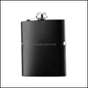 Hip Flasks 6Ounces Wine Pot Hip Flask Paint Matte Black Cup Stainless Steel Bottle Flagon Small Portable Mug Outdoors Indoor Drinking Dhszw