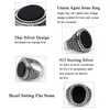 Cluster Rings Black Men's Ring With Agate 925 Sterling Silver Oval Natural Flat Stone Vintage Carved Design Jewelry For Male Husband