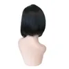 13x4x1 side part Lace Front Human Hair Wigs Brazilian Short Bob Wig Pre-Plucked Natural Color