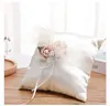 White Wedding Flower Basket Ring Pillow Set with Silk Rose Bride Girl Baskets H-5778b