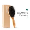 Busine per capelli Brush di setola di cinghiale Mrgreen Basvella naturale Beech Baske per Massagi di Detangler a bagni bagnati lunghi e ricci.