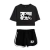 Kvinnors träningsdräkter Anime Jujutsu Kaisen Summer Women's Suit Crop Top and Shorts Track Women Tracksuit Casual Two Pieces Set Outfits