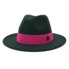 BERETS 2022秋の冬の男性女性Fedoras Felt Felt Hat Jazz Panama Outdoor Vintage Top Cowboy Party