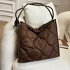 Evening Bags Lattice Quilted Brand Tote Bag Space Pad Cotton Feather Down Women's Handbag Luxury Large Capacity Ladies Shoulder