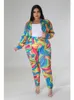 Tracksuits 5XL Plus Size Women Clothes 2 Piece Set Crop Tops Pant Suits Autumn Fashion Print Streetwear Oversize Outfits Tracksuit