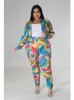 Tracksuits 5xl plus size dames kleding 2 -delige set crop tops pant suits herfst mode print streetwear extra grote outfits tracksuit