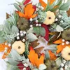 装飾的な花45cm秋の花輪感謝祭シミュレーションガーランド霜の葉のカボチャペンダントドア装飾窓アレンジプロップ