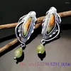 Dangle Earrings Green Jade Luxury Talismans Charms Fashion Amulet