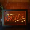 Украшение вечеринки Arcade Center Shop Dual Color светодиодный знак Neon Po рамка творческая настольная лампа Стол Стол Стол Дерево 3D Night Light