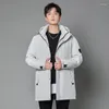 Chaqueta de invierno de plumón para hombre 90% pato blanco estilo coreano Cargo para hombre rompevientos abrigo sólido Parkas con capucha