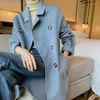 Dames wol vaste lang water rimpel dubbelzijdige jas vrouwen 2022 losse winterjas met dubbele rijen Koreaanse modis casaco feminino