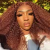 Lijmloze Afro Kinky Krullend Pruik van echt haar voor vrouwen Braziliaans haar Koper Rood Volledig volume Kinki Culr Geen Lace Front Wigs kastanjebruine bruine kleur 33 150% Denisty 14 Inch Diva1