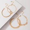Charm Bracelets 4pcs/set Boho Gold Color Circle Round Multi Layer Bracelet Set For Women Geometry Rope Bangle Jewelry 20875