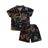 Kledingsets jongens digitale print kleding set korte mouw revershals button-up shirt elastische taille shorts 6m-5t