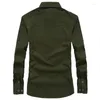 Men's Casual Shirts 2022 LetsKeep Men's Military Long Sleeve Shirt Vintage Army Men Cotton Plus Size M-6XL