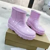 مصمم أحذية النساء أحذية المطر المطاط الشتاء Rainboots منصة الكاحل الانزلاق على نصف وردي أسود أخضر شفاف هلام ug الجوارب البؤرية في الهواء الطلق أحذية wgg 35-40