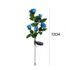 Garden Decoration Ground Lawn Landscape Simulation Rose Flower Solar Light Outdoor Waterproof Stake Lamp