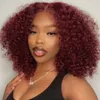 Glueless Afro Kinky Curly Human Hair Wig for Women Brazilian Hair Copper Red Full Volume Kinki Culr None Lace Front Wigs auburn brown color 33 150% Denisty 14 Inch Diva1