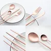 Set di stoviglie set di posate in oro rosa Set in acciaio inossidabile da 30 pezzi coltelli forchette per caffè cucina posate da tavolo da tavolo da tavolo da cucina