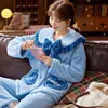 Dames slaap lounge print pyjama stelt vrouwen prinses floceren multi -zakken zoete kawaii flanel huiskleding outfits vrije tijd nachtkleding meisje comfortabel T221017