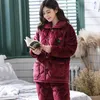 Kvinnors sömn lounge pyjama sätter kvinnor vinter varmt förtjockning tryck mode lounge slitage flanell sömnkläder kvinnlig sammet härlig nattdräkter nya T221017