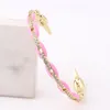 Bracciale rigido in smalto pastello CZ di alta qualità per donna, colore oro, arcobaleno, gioielli estivi colorati2625