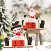 Weihnachtsdekoration, Advents-Countdown-Kalender, Tischdekoration, Holzklötze, Weihnachtsmann, Schneemann, Rentier, Tischplatte JNB16455