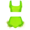 Women's Tracksuits Ladies Fashion Prom Party Sexy Outfits Straps Backless Off-shoulder Crop Tops Fluffy Tassel Slim Fit Shorts Girls Two