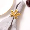 Gouden Napkin Rings Serviette Buckle Maple Leaf Round Holder Wedding Hotel Diner D1804