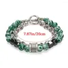 Link Bracciali Fashion Hip Hop Mens Jewelry 8mm Beads Chain Tigers Eye Wristband Bracciale in malachite di ossidiane