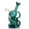 Bl￥ f￤rgglas Hosah Bongs Recycler Dab Rigs Glass Vattenr￶r M￶rkgr￶n r￶kr￶r med 14 mm banger