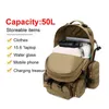 Randonnée Sacs 50L Grande Capacité Hommes Armée Militaire Tactique Sac À Dos Militaire Assault Sac En Plein Air Insecte Preuve 3P Randonnée Camping Chasse Sac L221014