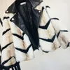 Women's Fur MUMUZI Faux Coat Women Winter Warm Artifical Striped Overcoat Female Ladies Leather Patchwork Jacket