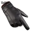 Vijf vingers handschoenen heren luxueuze pu lederen winter rijden warme kasjmier tactische handschoenen zwarte druppel hoge kwaliteit 221017