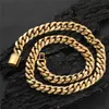 High Quality 18K Yellow Gold Plated Stainless Steel Miami Cuban Chain Necklace Bracelet Links for Men Women Punk Jewelry309t