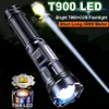 손전등 횃불 T900 강력한 LED 손전등 5000 미터 토치 하드 라이트 전술 손전등 21700 배터리 Dimmable 방수 롱 샷 램프 L221014